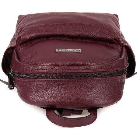 Mały plecak damski skórzany Bordowy. Format A5 na Suwak.