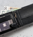 Duży, skórzany portfel męski poziomy z zapięciem, ochrona RFID — Cavaldi