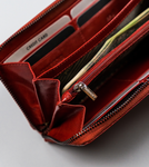 Portfel damski w kształcie piórnika z bawolej skóry naturalnej, RFID - Rovicky