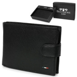 Klasyczny portfel męski skórzany z ochroną RFID. Poziom z zapięciem
