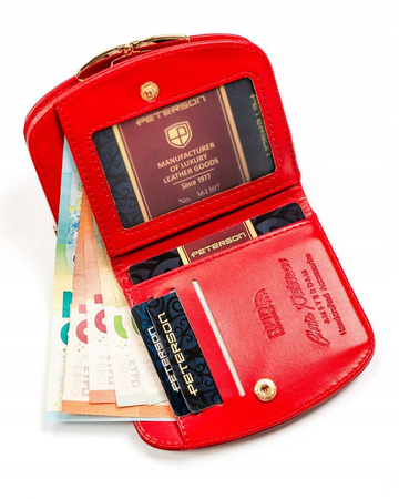 Mały czerwony portfel damski. Skóra ekologiczna. Bigiel. RFID.