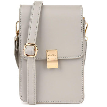 Szara torebka na telefon - mini listonoszka z ekoskóry