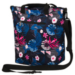 Duża Torebka Damska w Kwiaty. Kolorowa Torba na lato. Granatowa