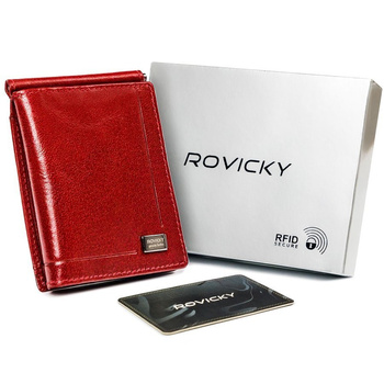 Banknotówka skórzana spinka czerwony portfel slim