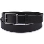 CZARNY pasek damski skórzany. Czarna klamra. 125 cm.