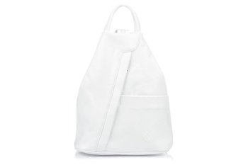 Biały skórzany miejski plecak Vera Pelle