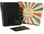 Duży czarny portfel męski skórzany Rovicky vintage