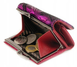 Mały portfel damski skórzany - opalizujący różowy i złoty