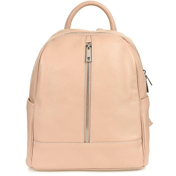 Pudroworóżowy miejski włoski plecak skórzany A4