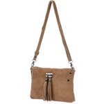 Taupe mała torebka damska zamszowa, suwak