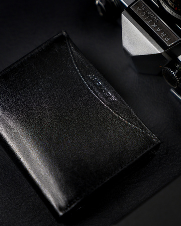 Portfel męski z naturalnej skóry licowej z przegródką na zdjęcie — Rovicky