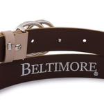 Beżowy pasek damski skórzany ze srebrną okrągłą klamrą