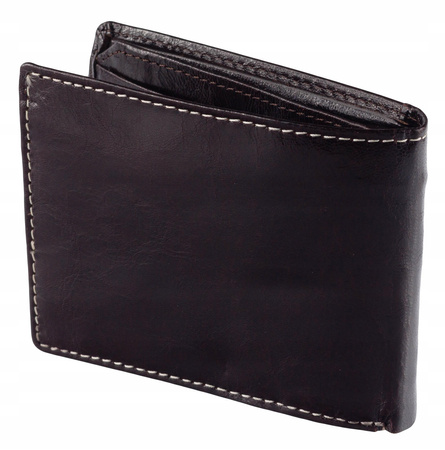 Mały skórzany portfel męski skóra BRĄZOWY