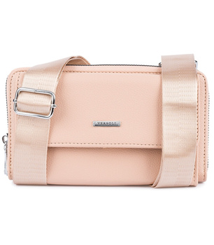 Beżowa torebka na telefon - mini listonoszka damska z saszetką