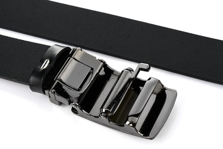 Pasek skórzany męski czarny szeroki 3,5 cm Beltimore A20 czarny 115-130