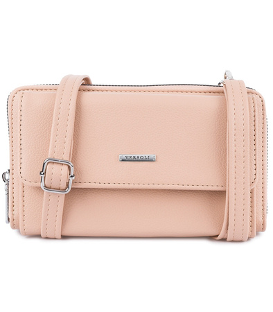 Beżowa torebka na telefon - mini listonoszka damska z saszetką