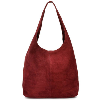 BORDOWA Włoska torba worek skórzany zamszowy A4