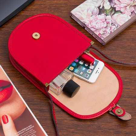 Malutka torebka damska skórzana listonoszka - czerwona