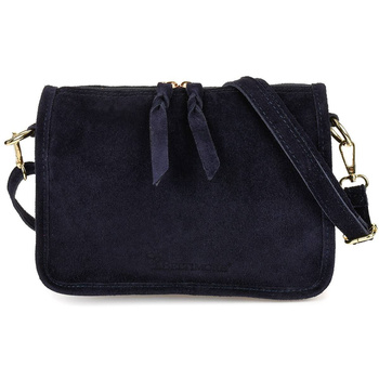 Granatowa torebka skórzana kuferek listonoszka