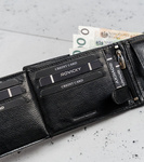 Duży, skórzany portfel męski poziomy bez zapięcia, ochrona RFID - Cavaldi