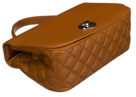 Modna damska listonoszka crossbody z rączką BRĄZOWA torebka z ekoskóry