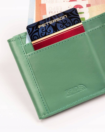 Malutki portfel damski skórzany - miętowy