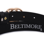 Czarny pasek damski skórzany ze złotą okrągłą klamrą