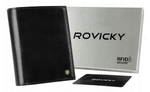Elegancki skórzany portfel męski. Czarny. Ochrona RFID