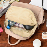 Pudroworóżowy miejski włoski plecak skórzany A4