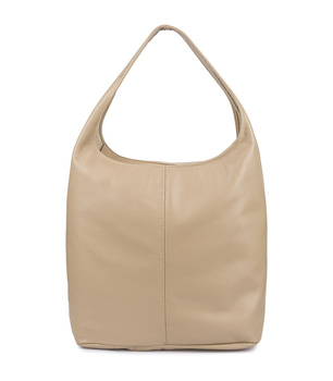 Duża BEŻOWA Torebka Skórzana Worek