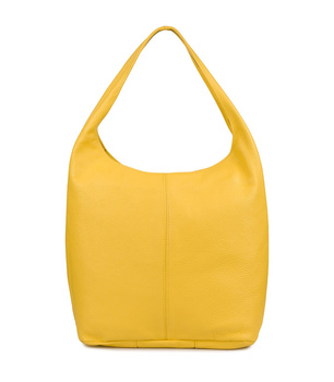 Duża Żółta Torebka Skórzana Worek