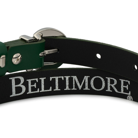 Wąski pasek damski skórzany ZIELONY. Srebrna klamra. 105 cm.