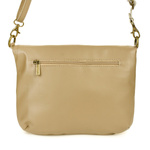 Beżowa Torebka Listonoszka ze skóry z klapą na suwak