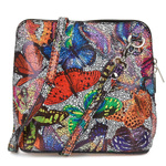 Mała kolorowa torebka damska listonoszka skórzana w motyle