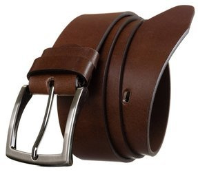 Gładki pasek męski ze skóry naturalnej z błyszczącą klamrą — Rovicky