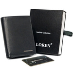 Portfel męski ze skóry naturalnej z praktyczną tylną kieszonką — Loren