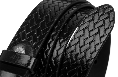 Czarny Pasek męski do garnituru z klamrą klasyczną. Skóra naturalna