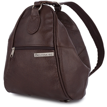 Mały plecak damski i torebka. Skóra naturalna. Ciemny Brązowy