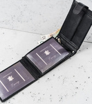 Duży, skórzany portfel męski poziomy z zapięciem, ochrona RFID — Cavaldi