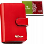 Czerwony portfel damski pionowy. Skóra naturalna z ochroną RFID