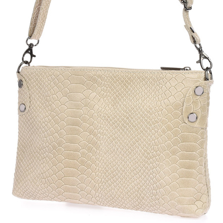 Mała beżowa torebka listonoszka ecru wizytowa