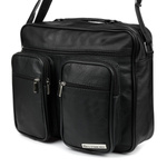 Duża skórzana torba męska do pracy szkoły czarna