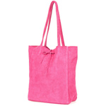 Fuksjowa Torebka damska A4 skóra zamsz, worek 