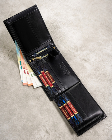 Zestaw męski na prezent: poziomy portfel, etui na karty i brelok