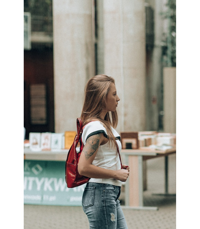 Beżowy skórzany miejski plecak damski Beltimore