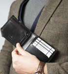 Czarny skórzany portfel męski Rovicky poziomy