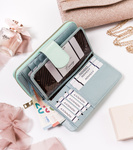 Skózany portfel damski DUŻY NIEBIESKI PIONOWY