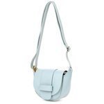 Błękitna skórzana torebka listonoszka podkowa