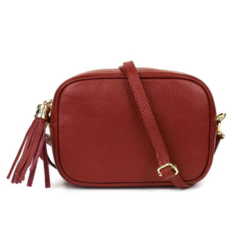 Mała czerwona włoska skórzana listonoszka fredzle