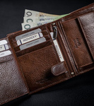 Klasyczny portfel męski pionowy z naturalnej skóry z technologią RFID — Rovicky